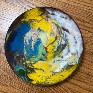 Vintage Mid Century Enamel on Copper Bowl by artist Lilyan Bachrach